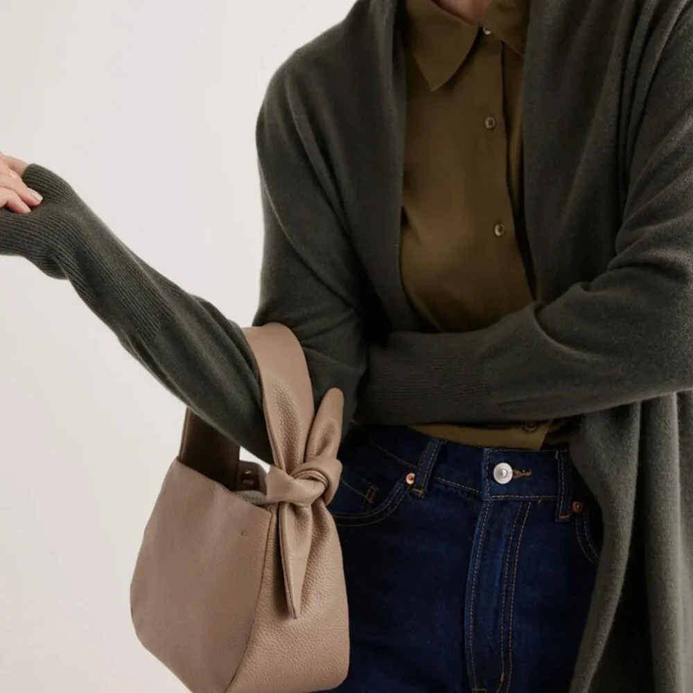 Italian Leather Mini Bow Bag (Cognac) - Picture 8 of 13